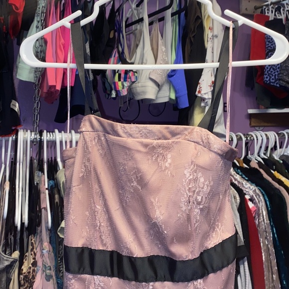 NWOT George pink dress mesh and lace straps black adjustable size small. - Picture 3 of 8